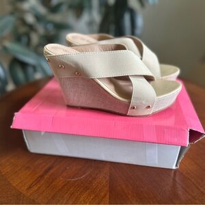 Allegra K Beige Wedge Sandals